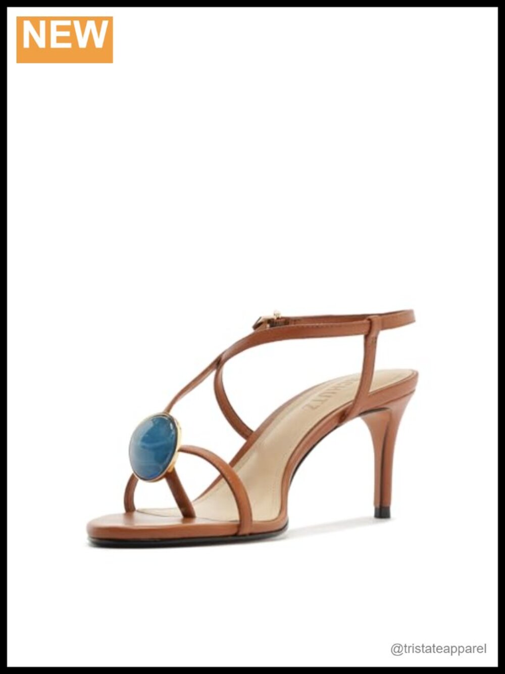 Schutz Azure Mid Embellished Heeled Sandal Leather Ankle Strap Party